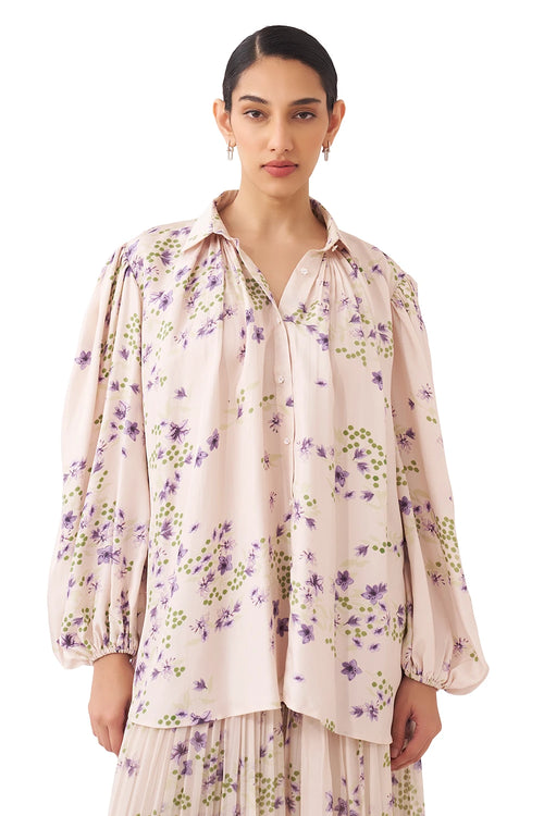 Sweep Printed Lavender Shirt