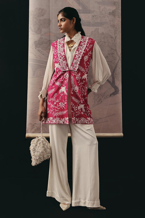 Parsi Gaara Long Gilet with Shirt and Palazzos