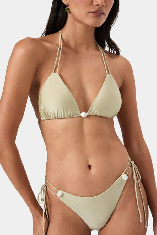 Pistachio Cream Pearl Bikini Top