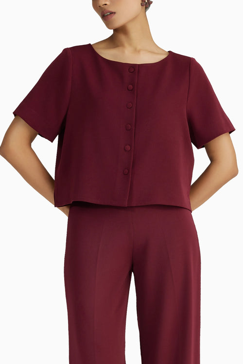 Burgundy Stretch Suiting Jacket Top