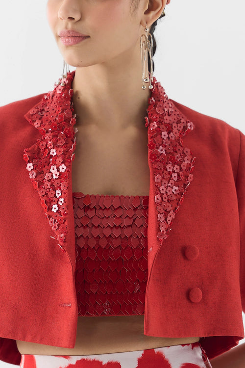 Red Ink Linen Blazer