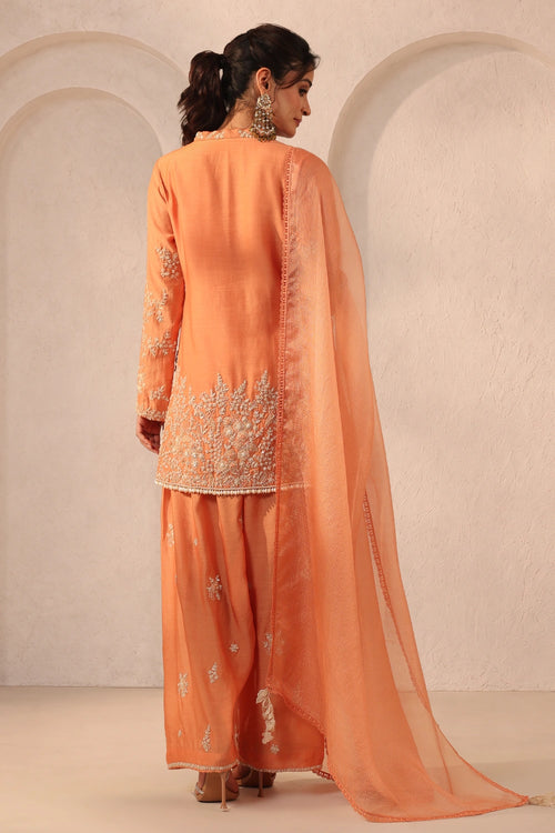 Vaayu Orange Heavy Short Kurta Set