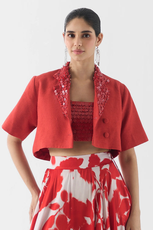 Red Ink Linen Blazer