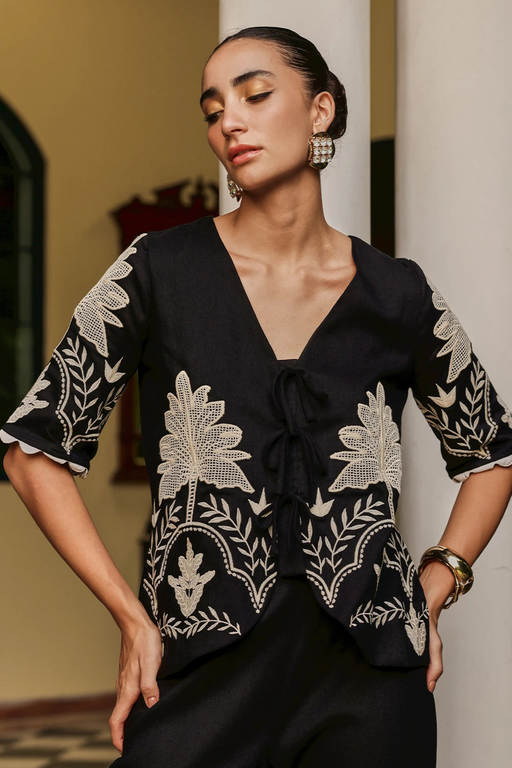 Palmera Honeycomb Black Co-ord Set