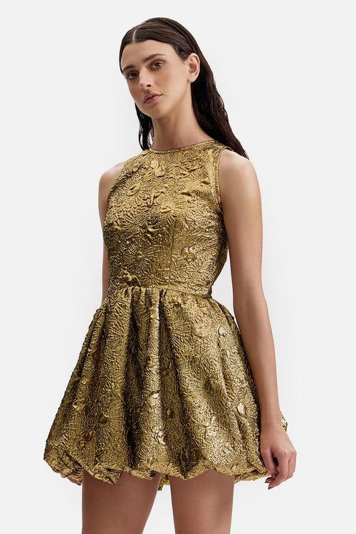 Antique Gold Puffer Dress