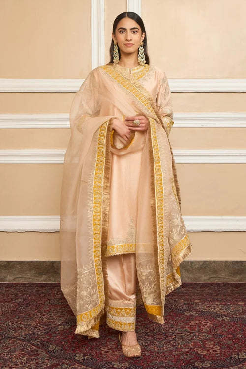 Resham Rosepink Straight Kurta with Salwar and Dupatta
