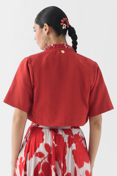 Red Ink Linen Blazer
