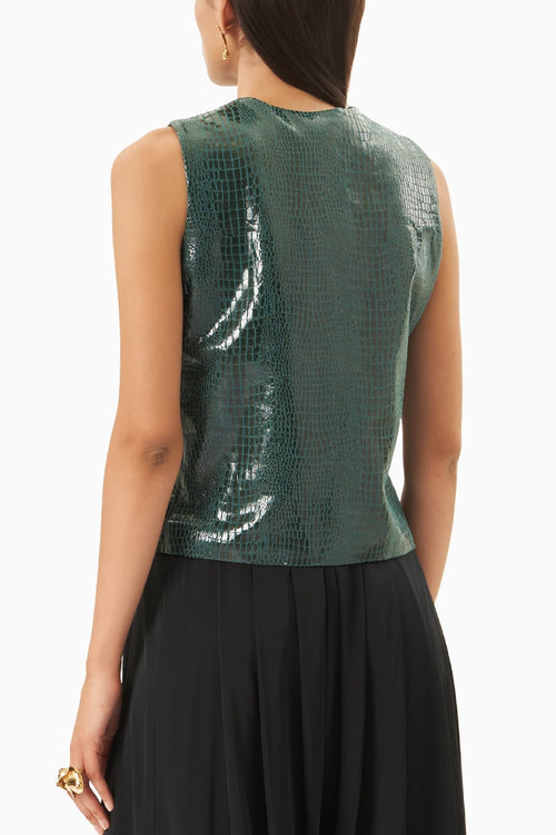 Green Leatherite Waist Coat