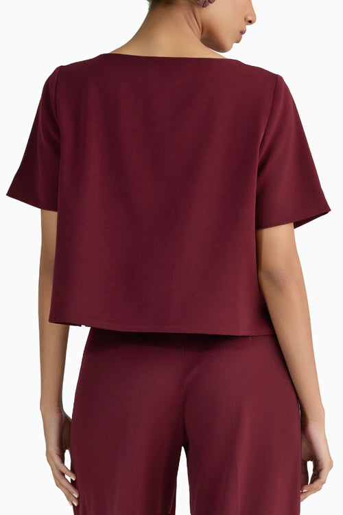 Burgundy Stretch Suiting Jacket Top