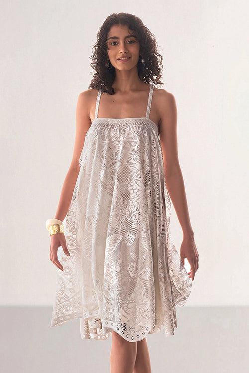 Scalloped Lace Mini Dress