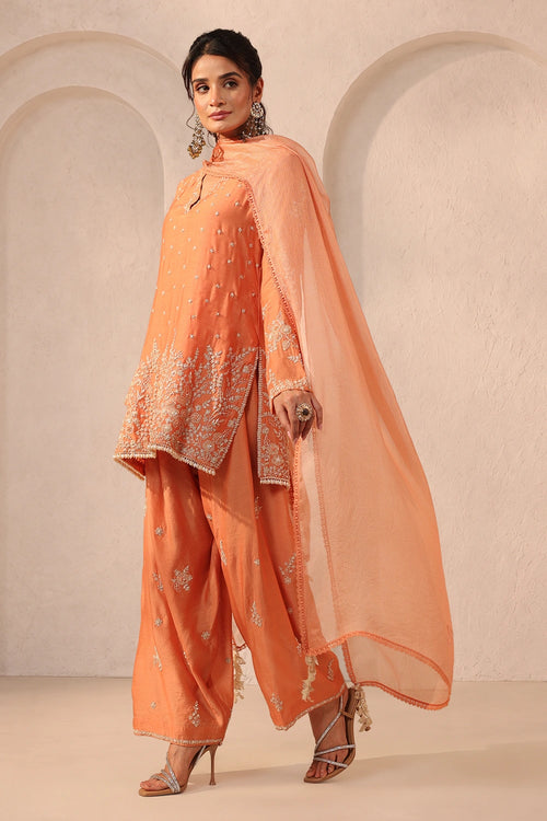 Vaayu Orange Heavy Short Kurta Set
