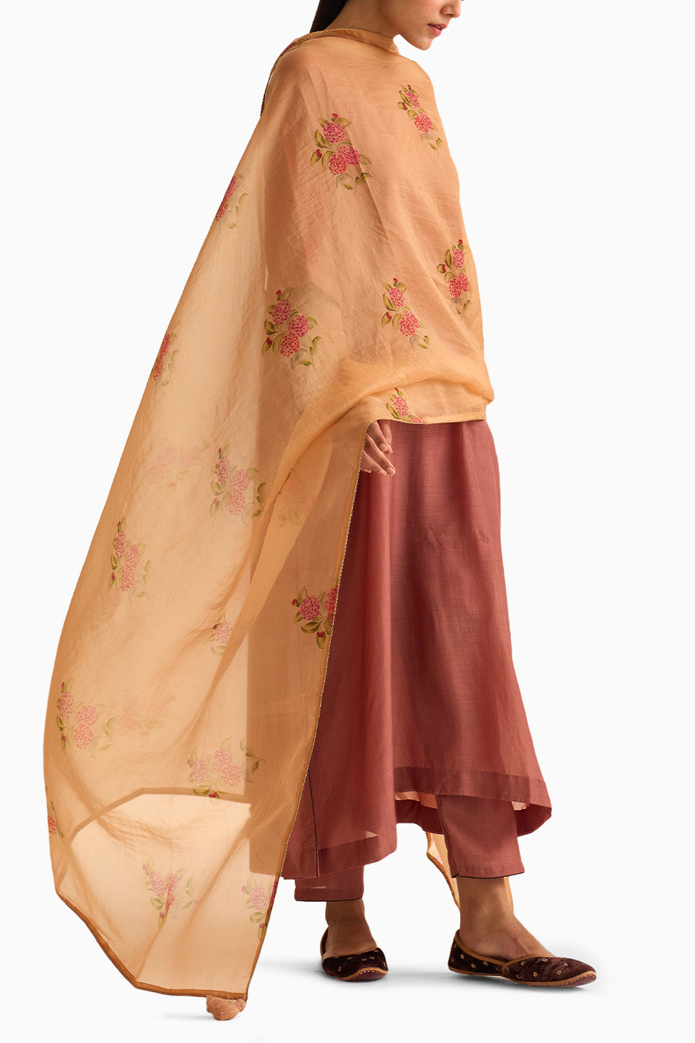 Evani Rust Organza Dupatta