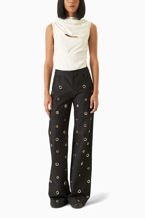Silver Eyelet Pant