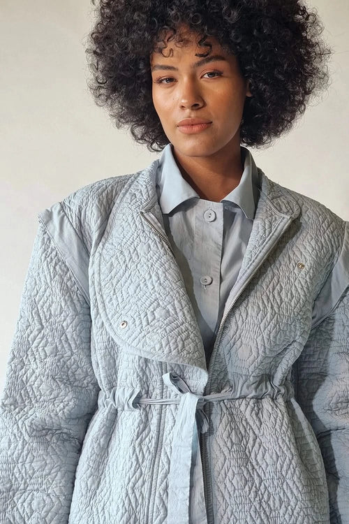 Sky Blue Convertible Quilted Jacket