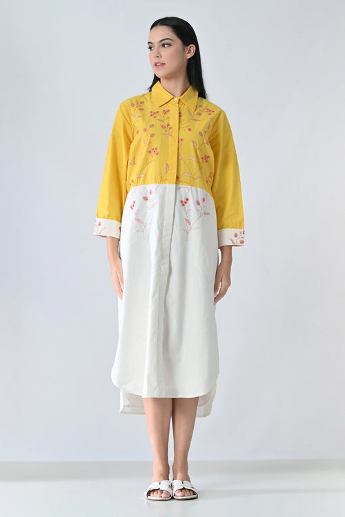 Sunlit Bloom High Low Shirt Dress