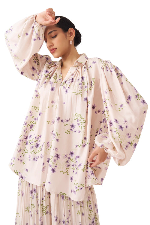 Sweep Printed Lavender Shirt