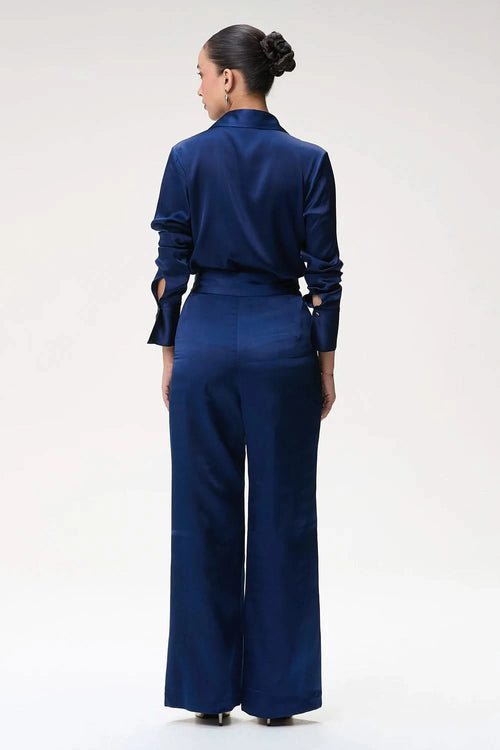 Midnight Blue Silk Shirt with Trouser
