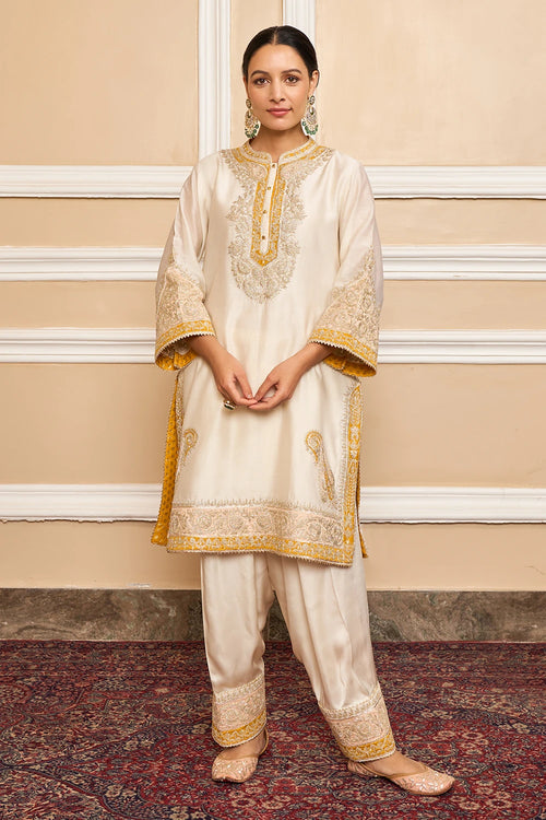 Sabaa Daisy Ivory Straight Kurta with Salwar and Dupatta