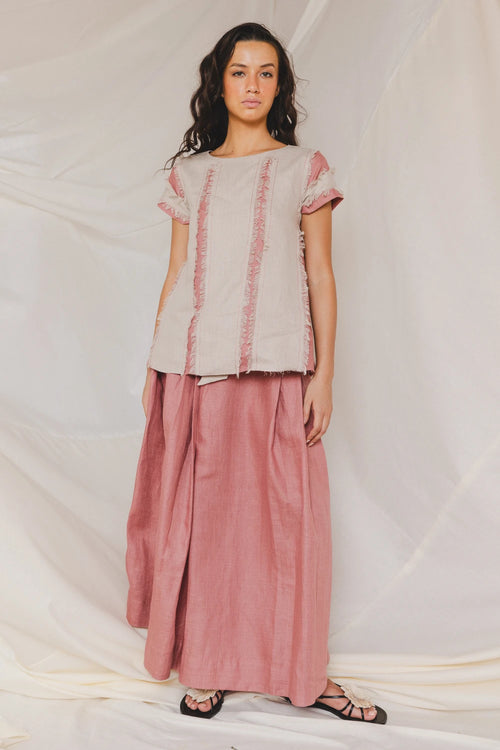 Pili Carrot with Beige Fringes Top