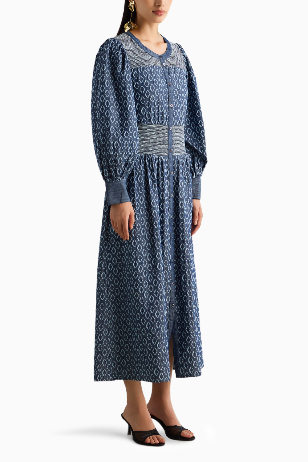 Blue Schiffli Denim Dress