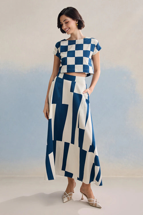 Riviera Navy Skirt Set