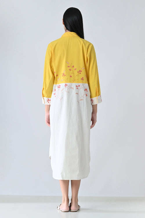 Sunlit Bloom High Low Shirt Dress