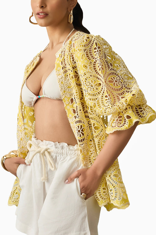 Sunshine Lace Botton Down Blouse