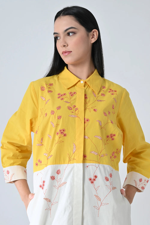 Sunlit Bloom High Low Shirt Dress