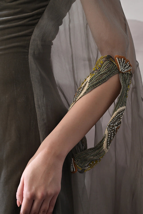 Grey Kaftan Featuring Heirloom Embroidery