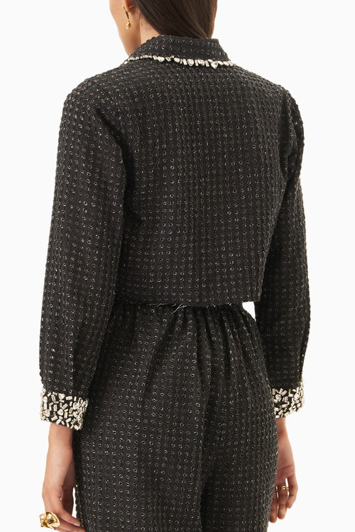 Black Denim Lazercut Crystal  Jacket