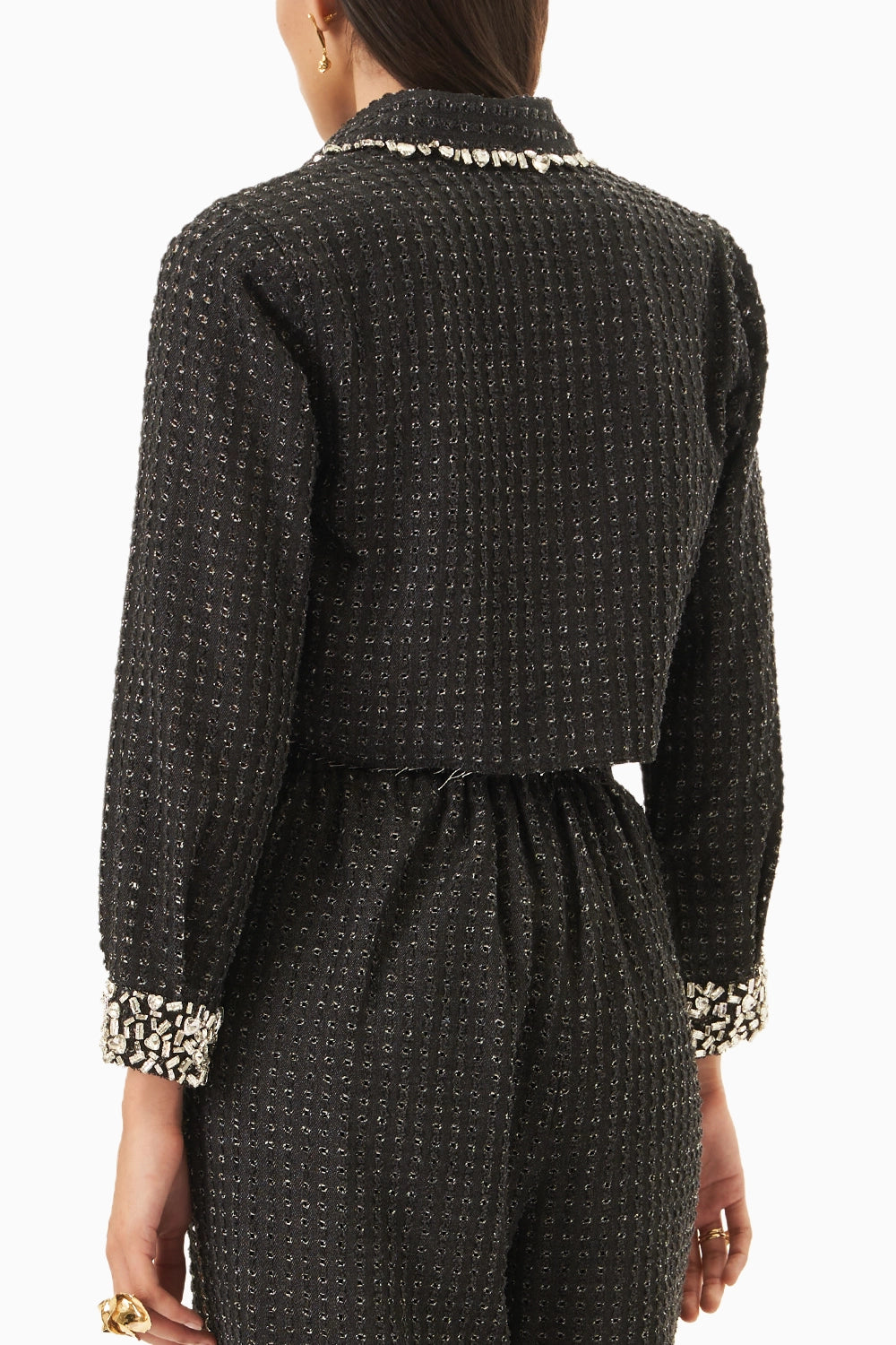 Black Denim Lazercut Crystal  Jacket