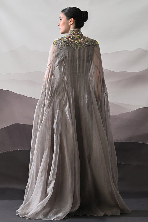 Grey Kaftan Featuring Heirloom Embroidery