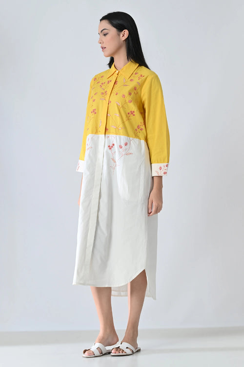 Sunlit Bloom High Low Shirt Dress
