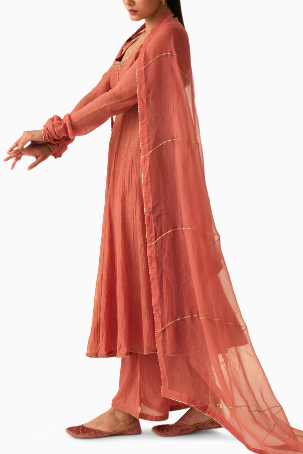 Vara Dusty Pink Ghoomar Anarkali Set with Dupatta