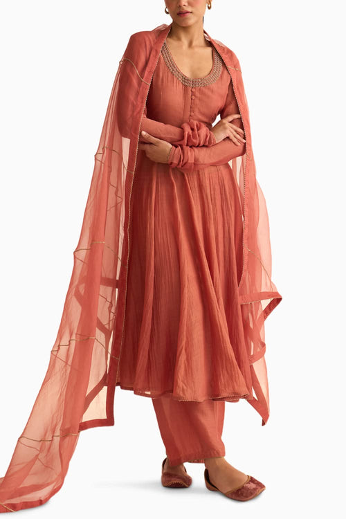 Vara Dusty Pink Ghoomar Anarkali Set with Dupatta