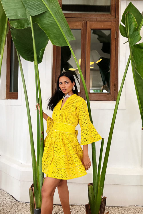 Kisa Yellow Mini Dress