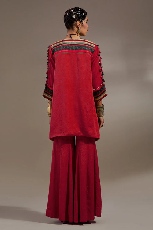 Sindoor Anka Mitra Short Kurta With Flared Pants