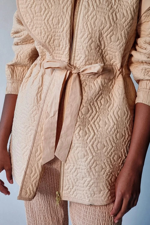 Aged Ivory Convertible Quilted Jacket