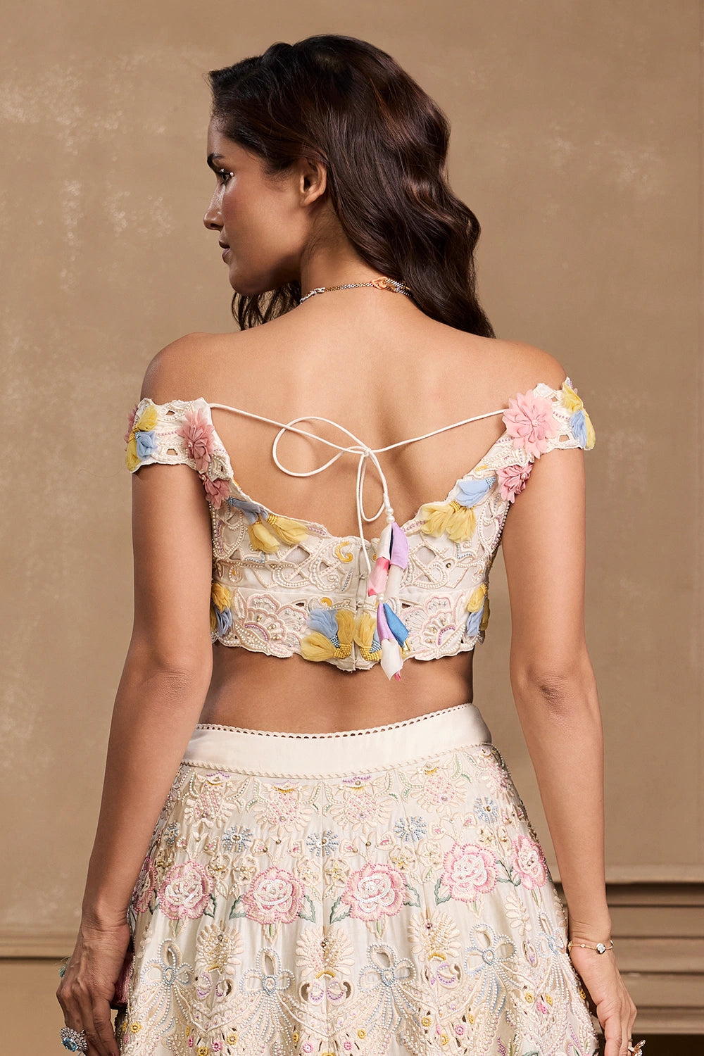 Ivory Pastel 3D Floral Applique Bustier