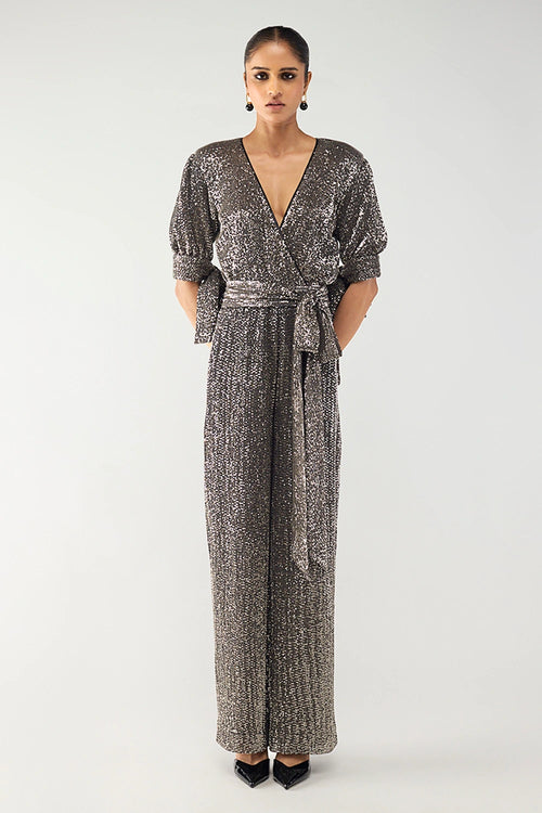 Gunmetal Wrap Jumpsuit
