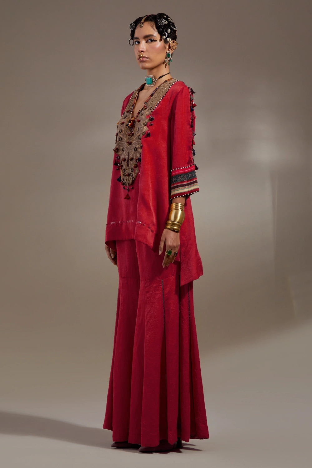 Sindoor Anka Mitra Short Kurta With Flared Pants