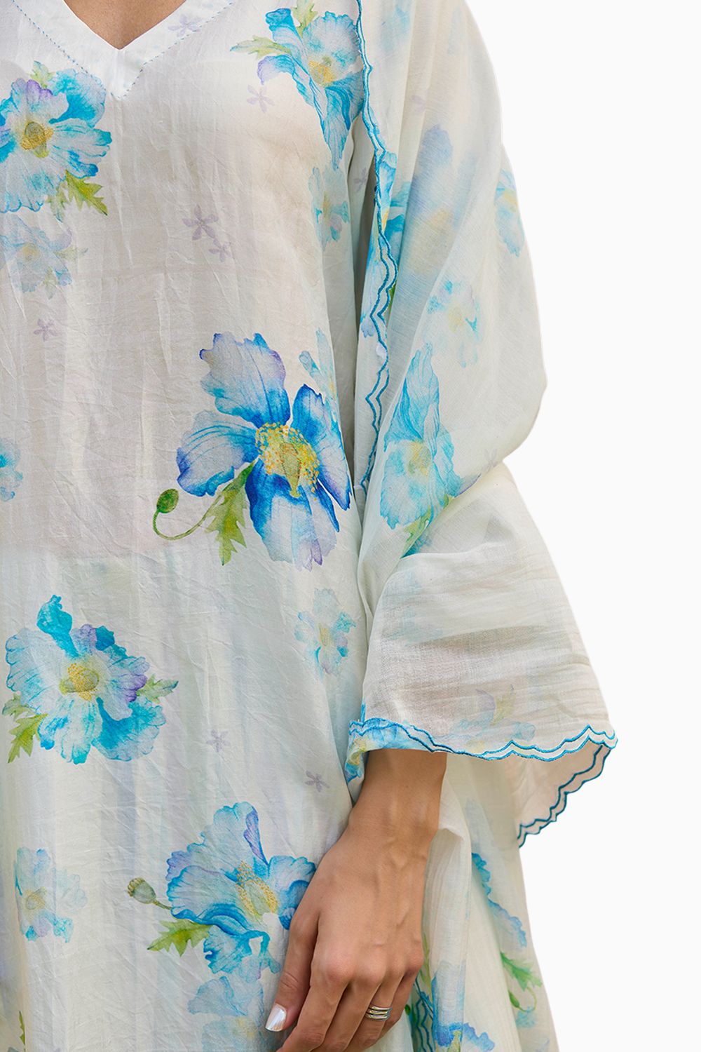 Dawn Poppy Ivory Kurta Set