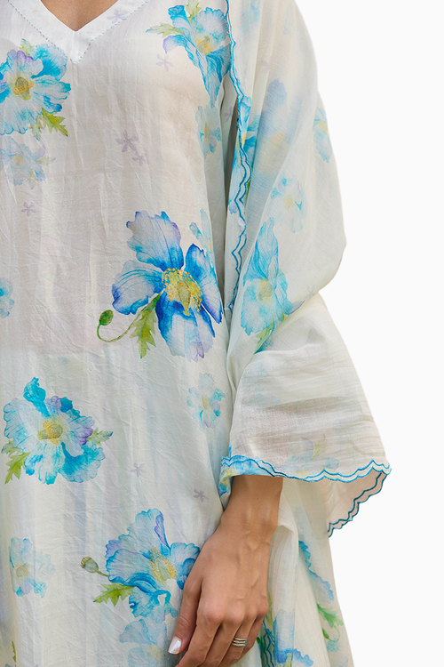Sunkissed Poppy Ivory Dupatta