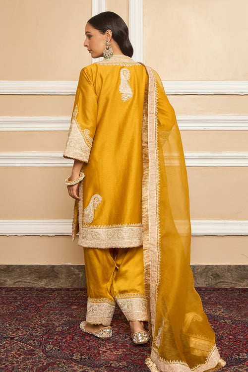 Sabaa Glaze Mustard Straight Kurta with Salwar and Dupatta