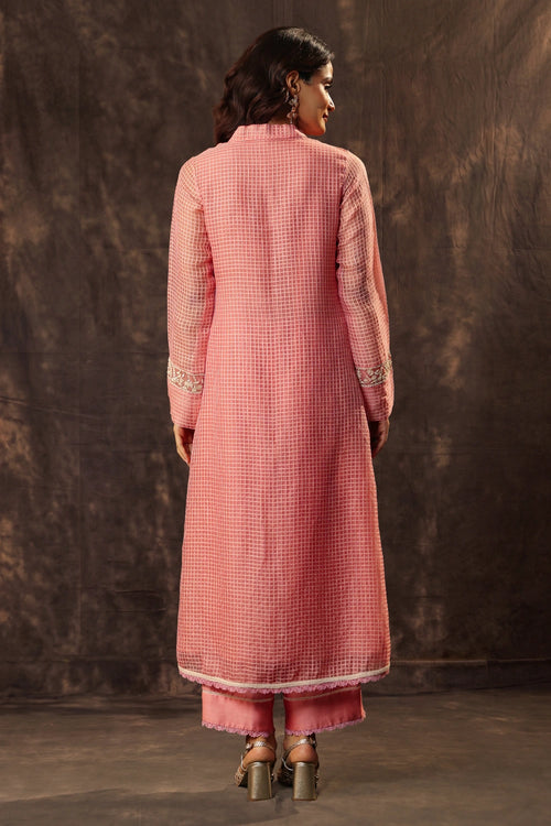 Vaayu Pink Collar Kurta Set