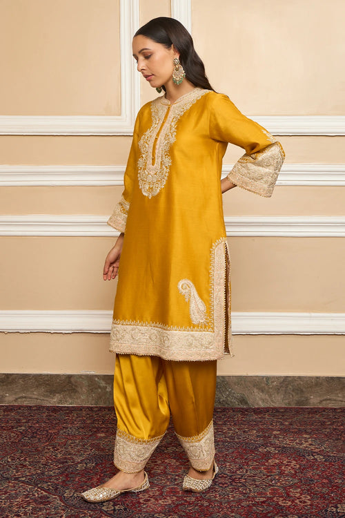 Sabaa Glaze Mustard Straight Kurta with Salwar and Dupatta