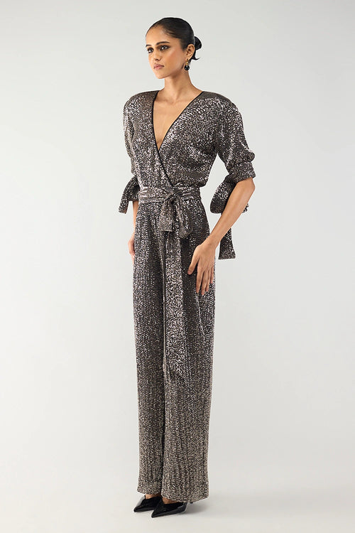 Gunmetal Wrap Jumpsuit