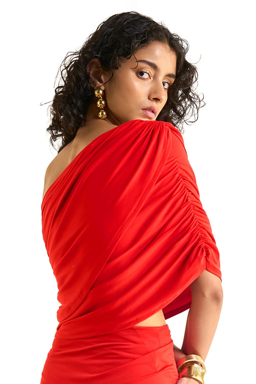 One Shoulder Draped Knit Top