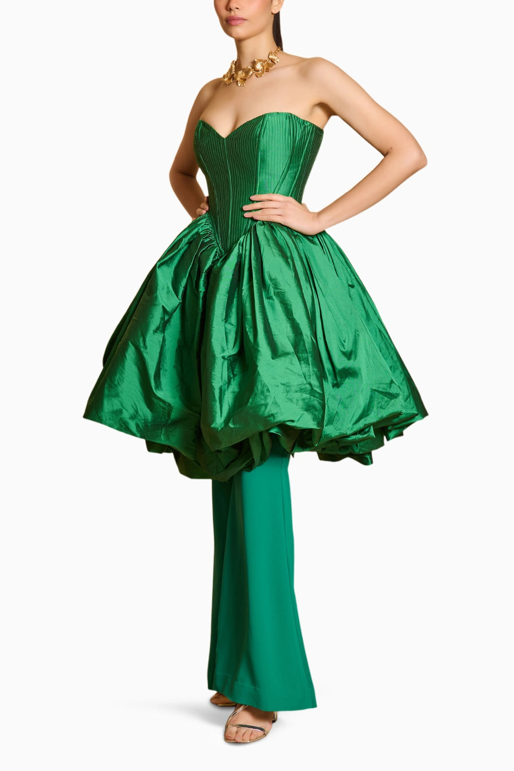 Spectrum Green Bauble Corset With Flared Pants