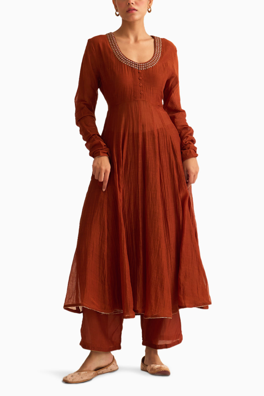 Vara Rust Ghoomar Anarkali Set with Dupatta